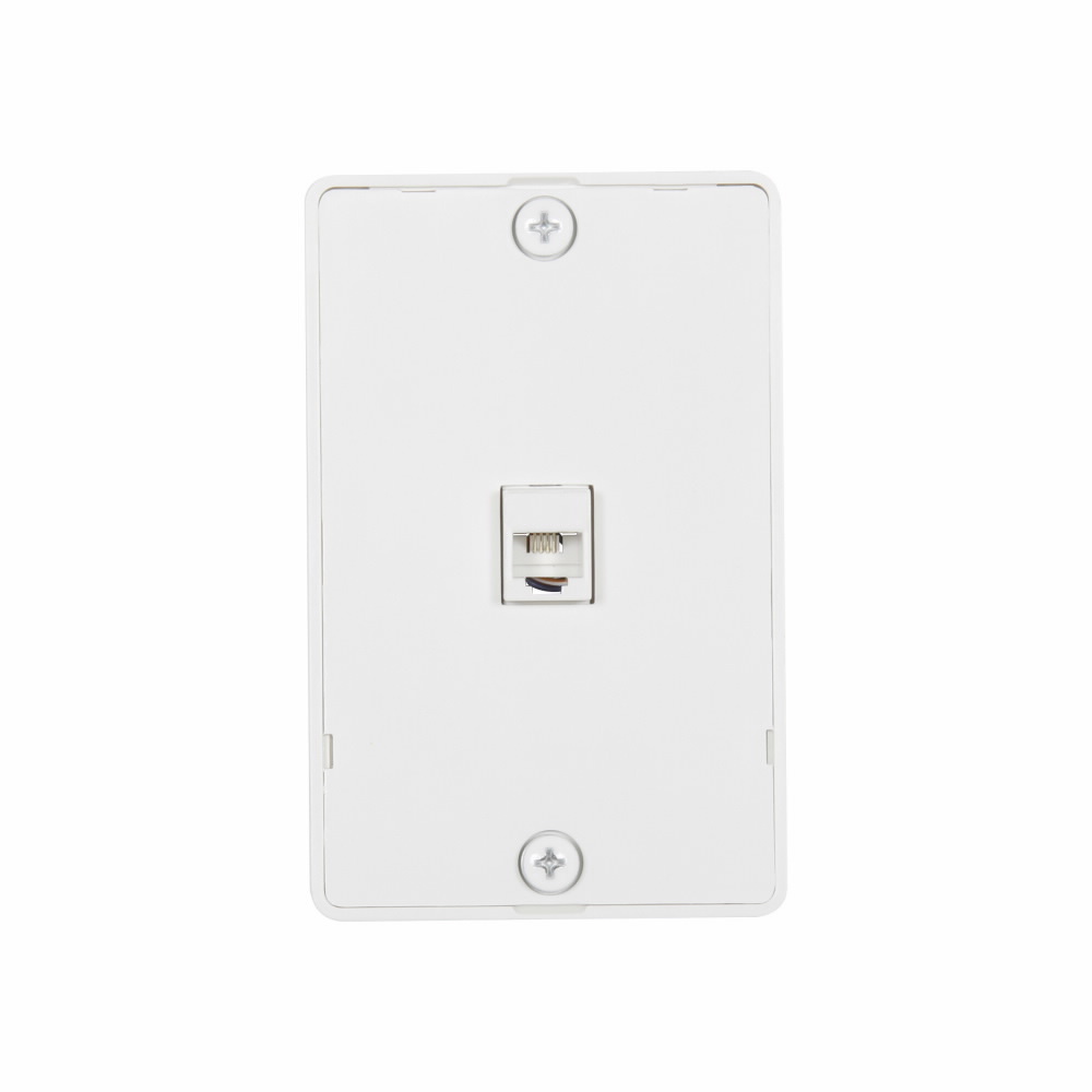 Eaton Wallplate with connector, 4-conductor jack, Commercial, residential telephone, Surface, box, White, Data/Voice modular jack, Type 630A screw terminals, Thermoplastic elastomer (TPE), Standard, Type 630A