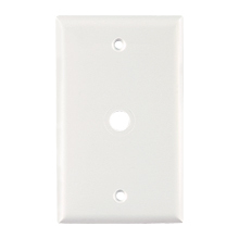 Eaton Telephone and coaxial wallplate, White, 0.375" Hole Cutout, Nylon, Single- gang, Standard, ED Box