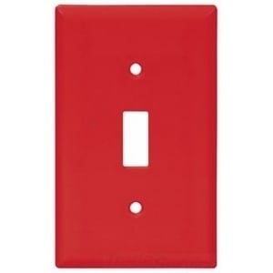 Eaton Toggle wallplate, Red, Toggle Cutout, Nylon, Single- gang, Standard, ED Box