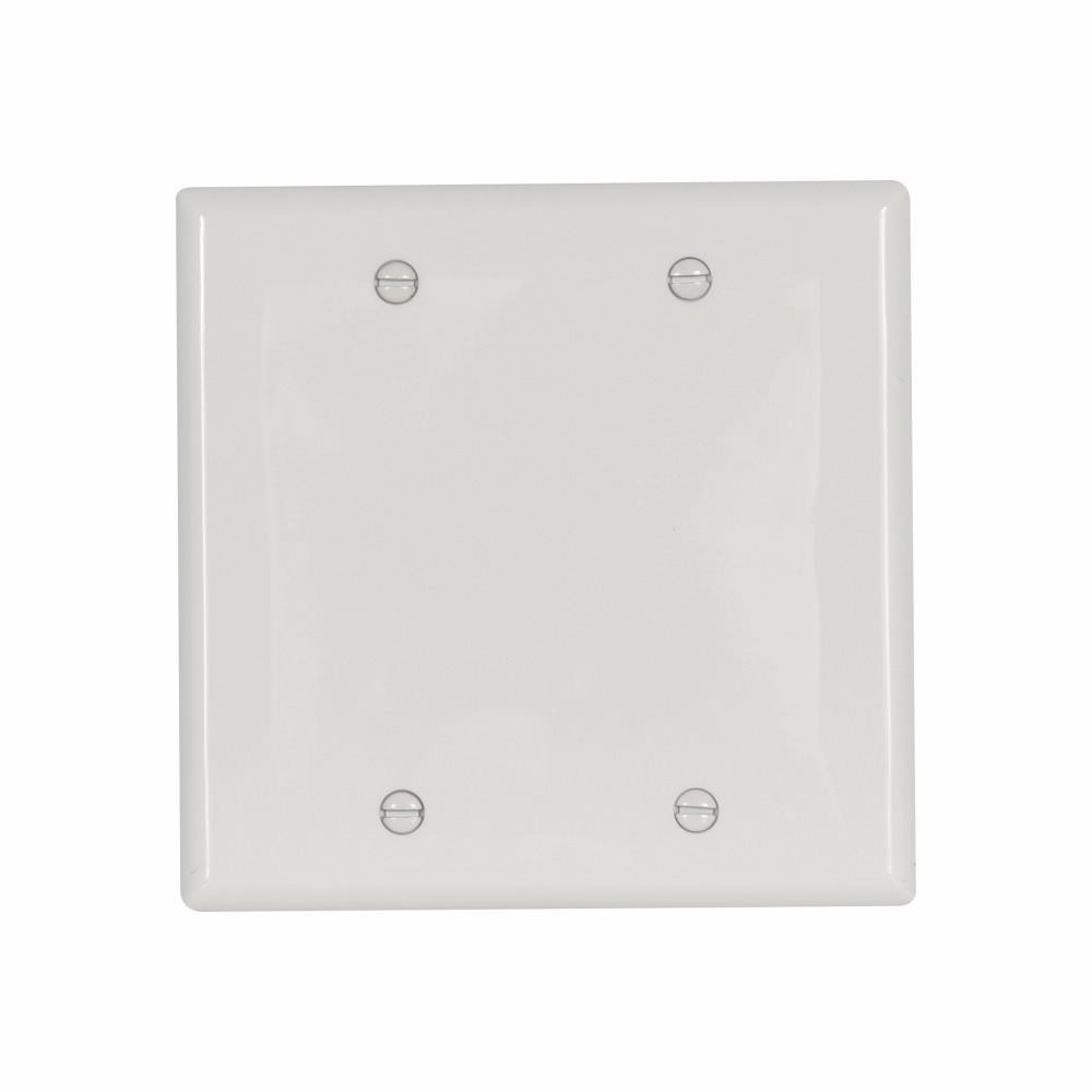 Eaton Blank wallplate, White, Blank Cutout, Nylon, Two- gang, Standard, ED Box