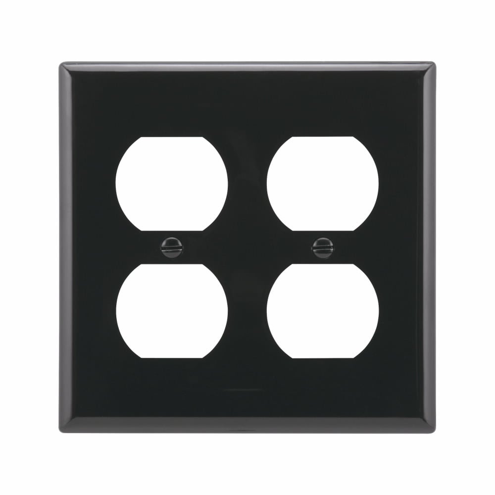 Eaton Duplex receptacle wallplate, Black, Duplex receptacle Cutout, Nylon, Two- gang, Standard