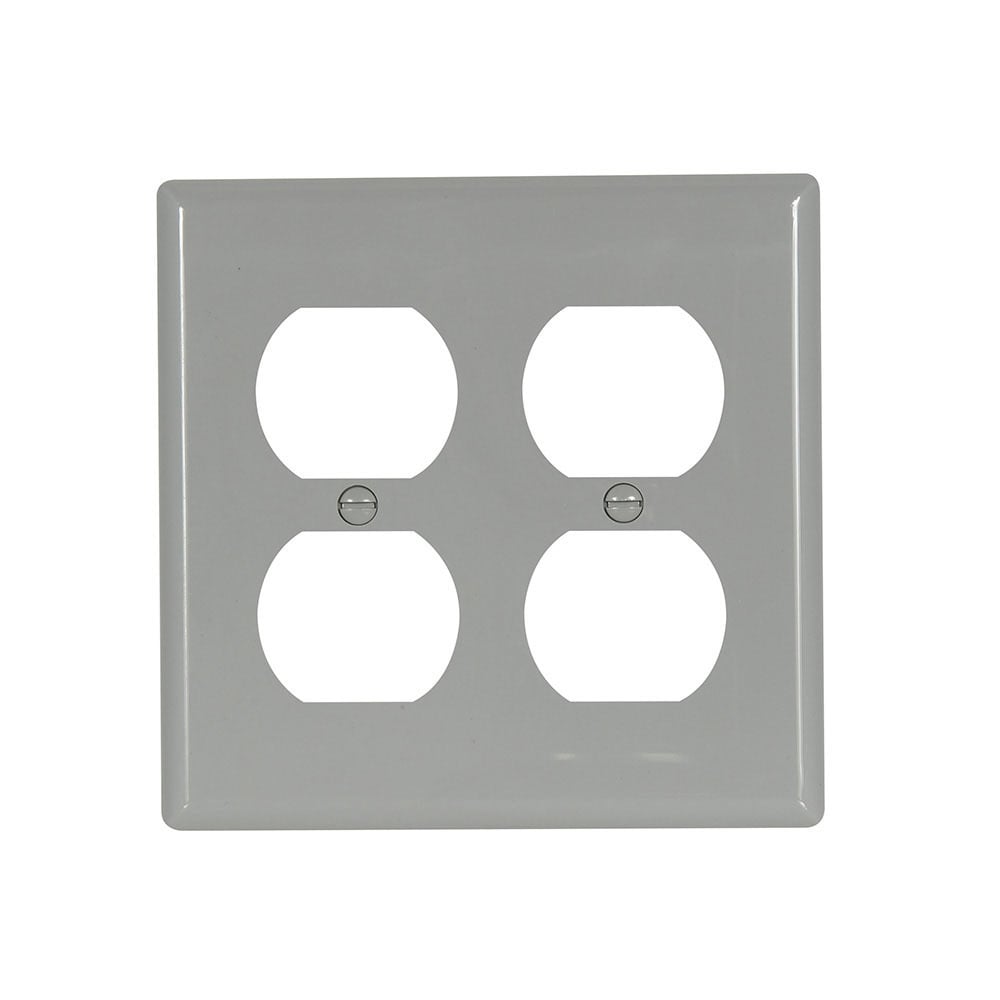 Eaton Duplex receptacle wallplate, Gray, Duplex receptacle Cutout, Nylon, Two- gang, Standard, ED Box