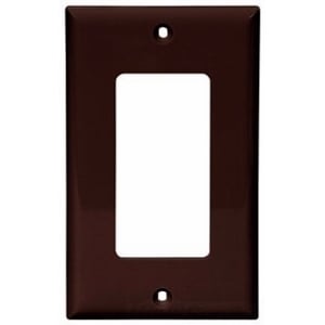 Eaton Decorator / GFCI wallplate, Brown, Decorator Cutout, Nylon, Single- gang, Standard, ED Box