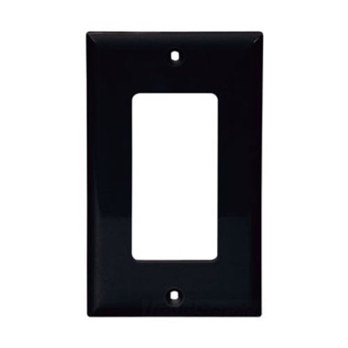 Eaton Decorator / GFCI wallplate, Black, Decorator Cutout, Nylon, Single- gang, Standard