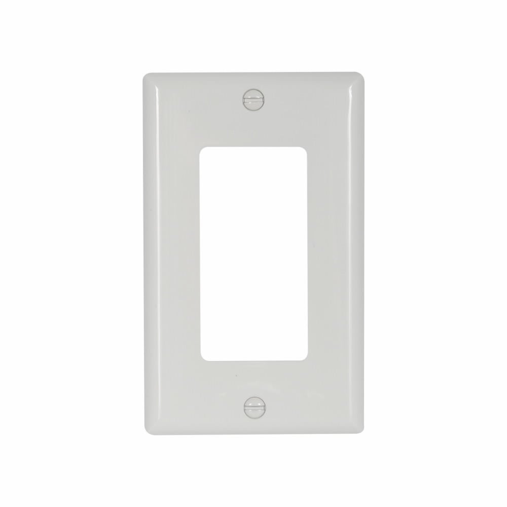 Eaton Decorator / GFCI wallplate, White, Decorator Cutout, Nylon, Single- gang, Standard, ED Box