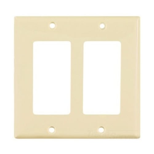 Eaton Decorator / GFCI wallplate, Almond, Decorator Cutout, Nylon, Two- gang, Standard