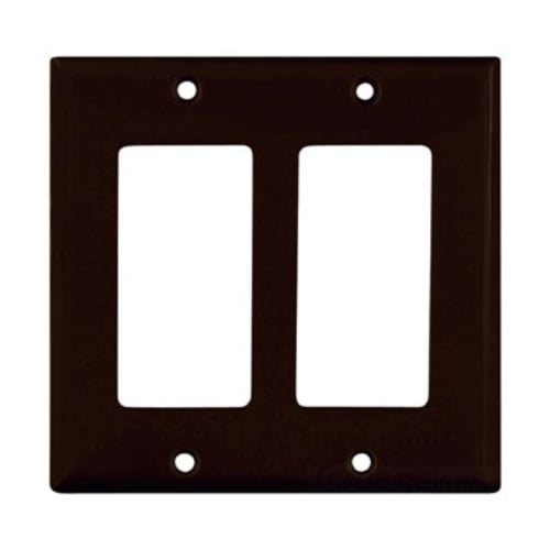 Eaton Decorator / GFCI wallplate, Black, Decorator Cutout, Nylon, Two- gang, Standard