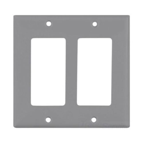 Eaton Decorator / GFCI wallplate, Gray, Decorator Cutout, Nylon, Two- gang, Standard, ED Box