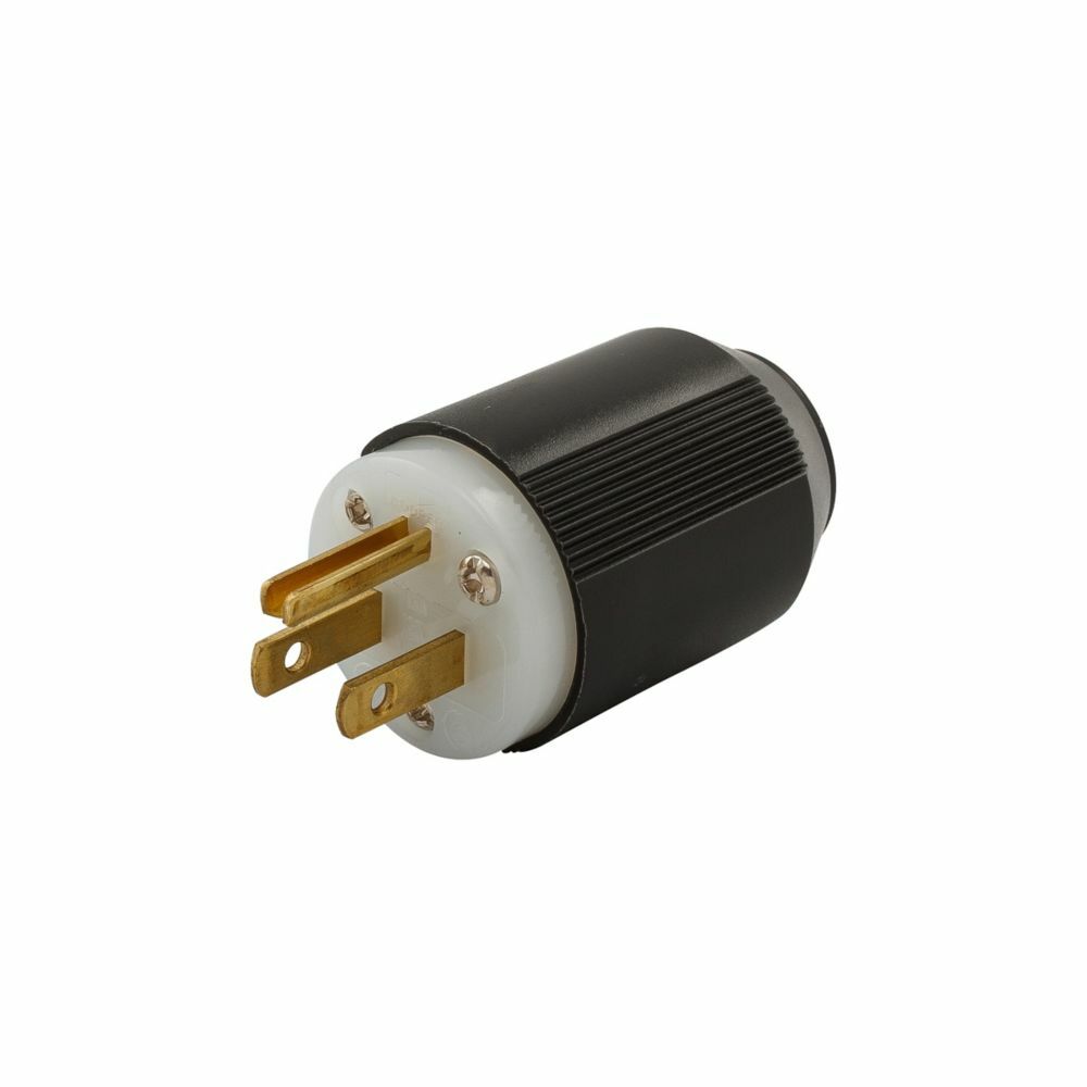 Eaton Arrow Hart auto grip straight blade plug, #18-12 AWG, 15A, 125V, Back wire, Black and white, Brass, Nylon, 5-15P, Two-pole, Three-wire, Screw, Nylon