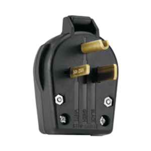 Eaton Arrow Hart extra heavy-duty angled plug , #12-4 AWG, 50A, Industrial, 250V, Back wire, Gray, Brass, Nylon, 6-50P, Two-pole, three-wire, grounding, Screw, Nylon, Core pack