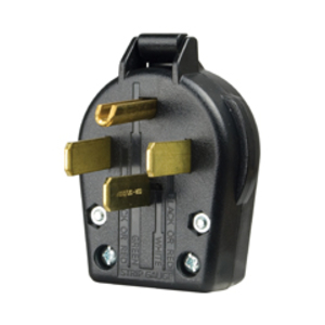 Eaton Arrow Hart extra heavy-duty angled plug , #12-4 AWG, 30A, Industrial, 125/250V, Back wire, Gray, Brass, Nylon, 14-30P, Three-pole, four-wire, grounding, Screw, Nylon, Core pack