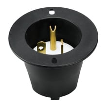 Eaton Arrow Hart straight blade flanged inlet , #14 AWG, 20A, Industrial, 125V, Back wire, Black and white, Brass, Nylon, 5-20P, Two-pole, three-wire, grounding, Clamp, Nylon, Core pack