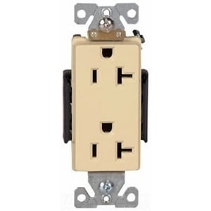 Eaton Arrow Hart extra heavy-duty industrial specification grade decorator duplex receptacle, #14-10 AWG, 20A, Industrial, Flush, 125V, Back and side, Ivory, Brass, Glass filled Nylon, 5-20R, Duplex, Screw, Glass-filled nylon, Core pack