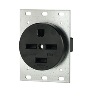 Eaton power device receptacle, #14 to 10 AWG, 30A, Flush, 250V, Back and side, Black, NEMA 15-30R, Three-pole, Four-wire, Three-pole, four-wire, grounding, Screw, Glass-filled nylon, Three-phase, Power