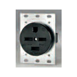 Eaton power device receptacle, #14 to 10 AWG, 50A, Flush, 250V, Back and side, Black, NEMA 15-50R, Three-pole, Four-wire, Three-pole, four-wire, grounding, Screw, Glass-filled nylon, Three-phase, Power