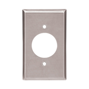 Eaton Power outlet and locking wallplate, Stainless steel, 2.15" Hole Cutout, Stainless steel, Two- gang, Standard, ED Box