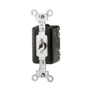 Eaton locking switch, Corbin type, #14-10 AWG, 20A, 120/277V, Back and side wiring, Key actuator, Maintained closure, Brown, Single-pole, Urea