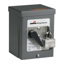 Eaton manual motor controller, #4 AWG, 60A, Panel, 600V, Side wired box lug, Maintained contact, Gray, NEMA 3R, Enclosure: Copperless aluminum, Three-pole, Three-phase, Toggle switch, Copper-alloy terminal, Single-throw, Glass-filled nylon