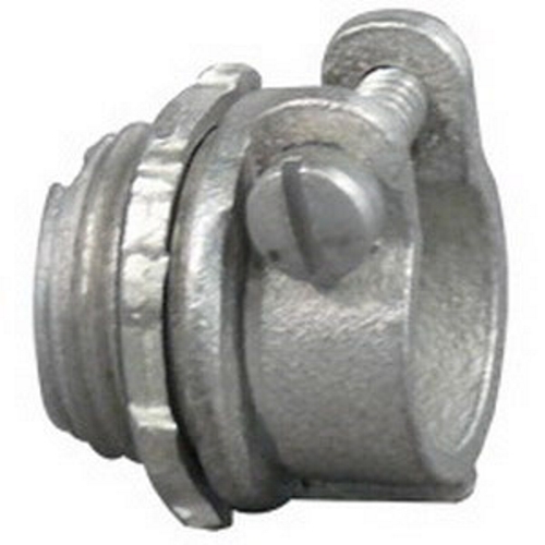 Flexible Metal Conduit Straight Connector, 3/4 inch, Malleable Iron, Zinc Electroplated