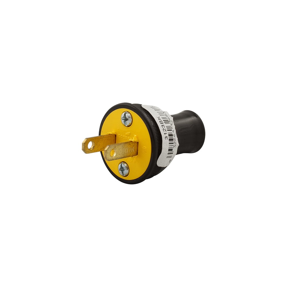Plug 15A 125V 2P2W Round .406"Dia Str BK