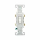 Eaton commercial grade toggle switch, #14-10 AWG, 20A, Commercial, Flush, 120/277V, Side wire, Screw, White, Load type: Motor Control, Fan, LED, Incandescent, ELV, MLV, CFL, Flourescent, Halogen, Double-Pole, Dual-pole, Brass, PVC