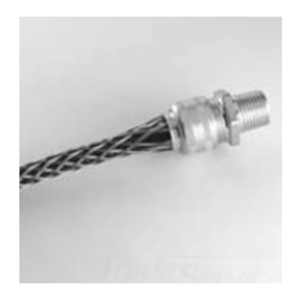 Eaton strain relief deluxe cord grip, Straight, 0.63-0.75" cord diameter, 3/4" fitting, Male, Stainless Steel Mesh, Aluminum Body, NPT thread, Hazardous/Classified Locations