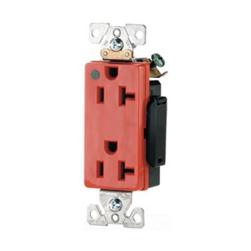 Eaton Arrow Hart extra heavy-duty hospital grade decorator duplex receptacle,#14-10 AWG,20A,Healthcare,Flush,125V,Back and side,Orange,Brass,High-impact nylon face,Glass-filled nylon base,5-20R,Duplex,Screw,Glass-filled nylon,Core pack
