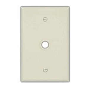 Eaton Telephone and coaxial wallplate, Lt. Almond, 0.40" Hole Cutout, Polycarbonate, Single- gang, Mid-size