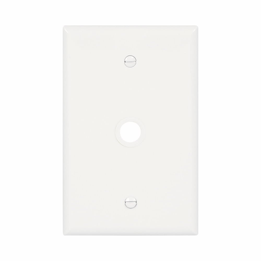 Eaton Telephone and coaxial wallplate, White, 0.40" Hole Cutout, Polycarbonate, Single- gang, Mid-size