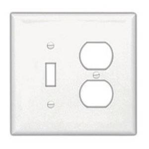 Eaton Combination wallplate, Black, Toggle, Decorator Cutout, Polycarbonate, Two- gang, Mid-size