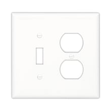 Eaton Combination wallplate, Red, Duplex receptacle, Blank Cutout, Polycarbonate, Two- gang, Mid-size