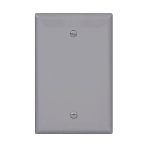Eaton Blank wallplate, Box mount, Gray, Blank Cutout, Polycarbonate, Single- gang, Mid-size