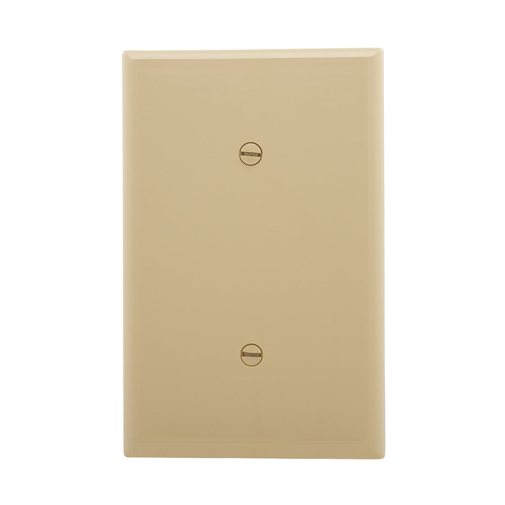 Eaton Blank wallplate, Strap mount, Ivory, Blank Cutout, Polycarbonate, Single- gang, Mid-size