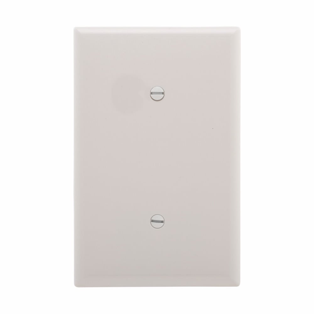 Eaton Blank wallplate, Strap mount, White, Blank Cutout, Polycarbonate, Single- gang, Mid-size