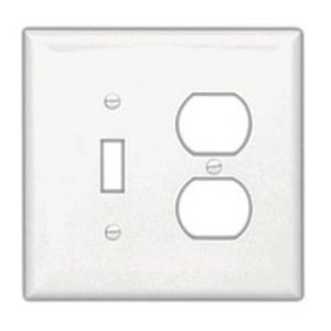 Eaton Combination wallplate, Brown, Toggle, Duplex receptacle Cutout, Polycarbonate, Two- gang, Mid-size