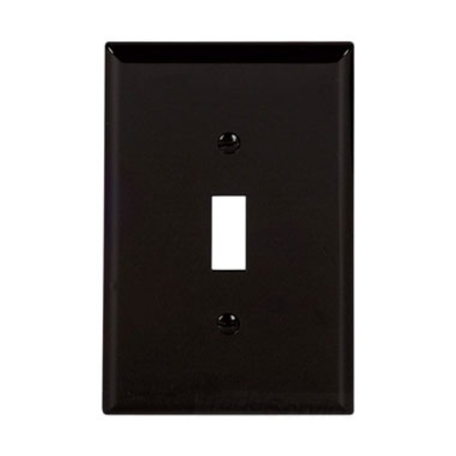 Eaton Toggle wallplate, Black, Toggle Cutout, Polycarbonate, Single- gang, Mid-size