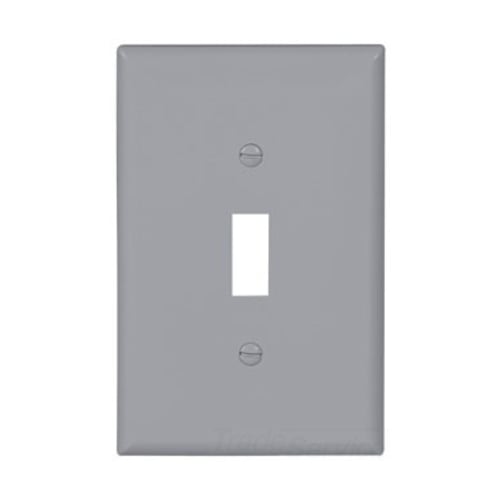 Eaton Toggle wallplate, Gray, Toggle Cutout, Polycarbonate, Single- gang, Mid-size