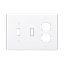 Eaton Combination wallplate, Black, Toggle, Toggle, Decorator Cutout, Polycarbonate, Three- gang, Mid-size