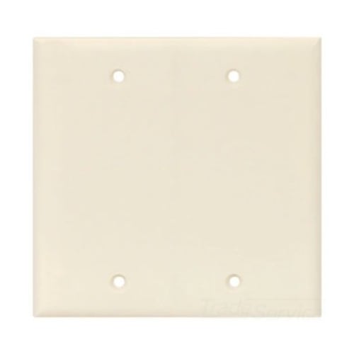 Eaton Blank wallplate, Box mount, Lt. Almond, Blank Cutout, Polycarbonate, Two- gang, Mid-size