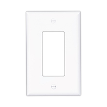 Eaton Decorator / GFCI wallplate, Black, Decorator Cutout, Polycarbonate, Four- gang, Mid-size