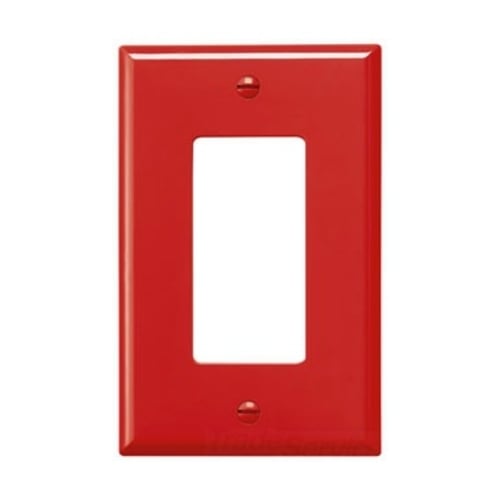 Eaton Decorator / GFCI wallplate, Red, Decorator Cutout, Polycarbonate, Single- gang, Mid-size