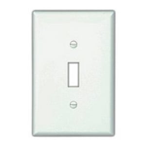 Eaton Toggle wallplate, White, Toggle Cutout, Polycarbonate, Five- gang, Mid-size
