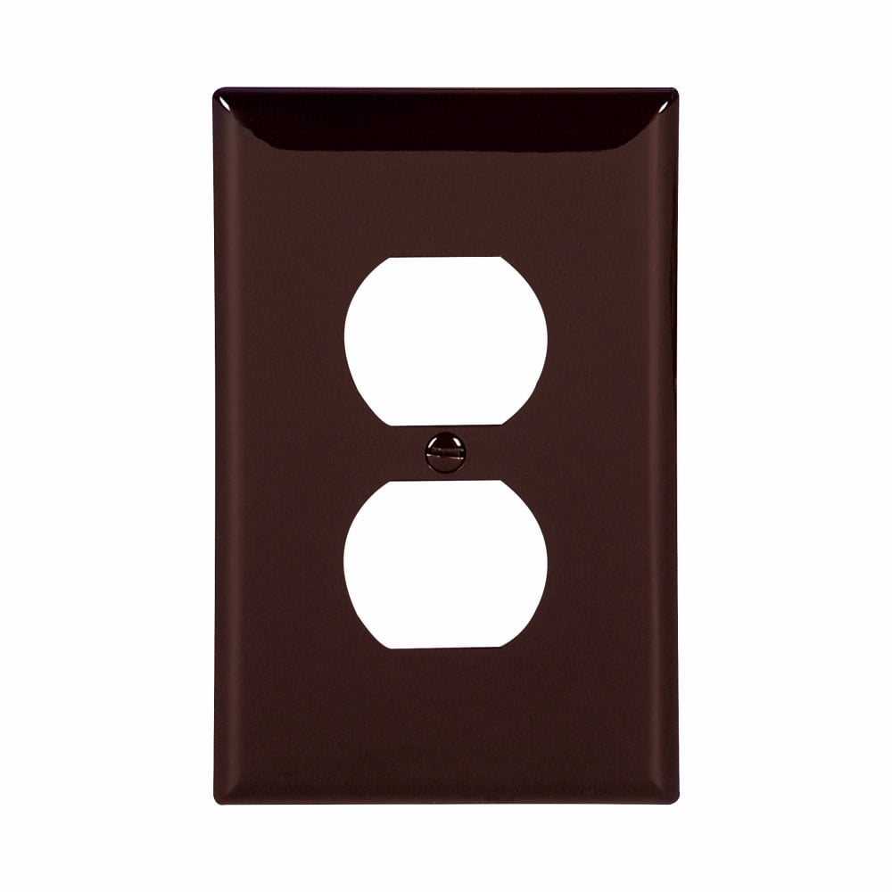 Eaton Duplex receptacle wallplate, Brown, Duplex receptacle Cutout, Polycarbonate, Single- gang, Mid-size
