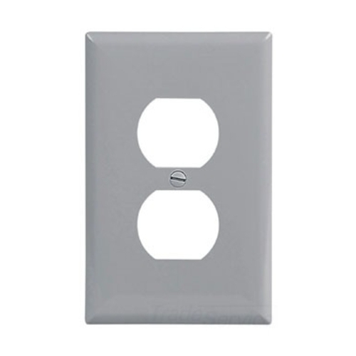 Eaton Duplex receptacle wallplate, Gray, Duplex receptacle Cutout, Polycarbonate, Single- gang, Mid-size