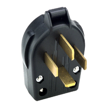 Eaton Arrow Hart extra heavy-duty angled plug , #10-8 AWG, 60A, Commercial, range & dryer, 120/208V, Back wire, Black, Brass, PVC, 18-60P, Four-pole, four-wire, non grounding, Screw, 1.00", Thermoplastic, Retail Box