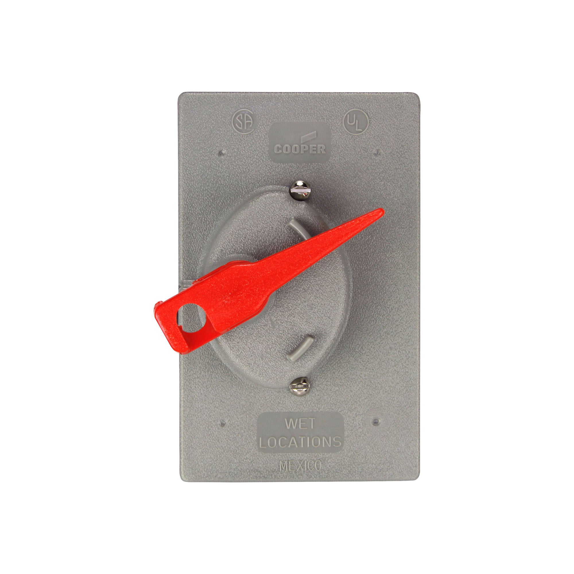 Eaton flush mount switch cover, Lockable, Flush mount, Gray, Toggle switch, Wet, Thermoplastic, Single-gang, Vertical, Standard