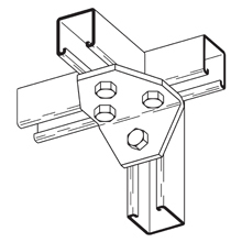 FIVE HOLE GUSSETTED THREE WAY SHELF AGL, ZN PLTD