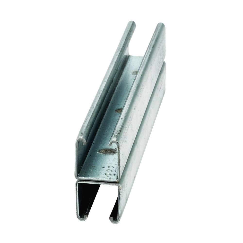 Eaton B-Line series strut back-to-back welded channel, 1.62" H x 120" L x 1.62" W, Steel, Pre-galv, 12 Gauge