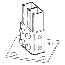 POST BASE  1 5/8" X 1 5/8" SIDE BY SIDE CHNL, 6" X 6"