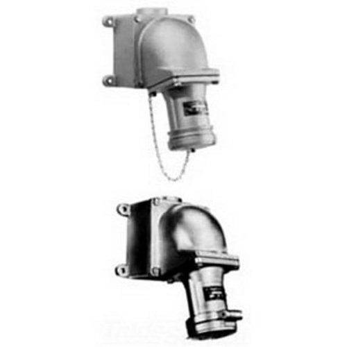 Powertite; Grounding Style 2 Receptacle with AJA Mounting Box; 100 Amp, 600 Volt AC/250 Volt DC, 4-Pole, 3-Wire, Pressure Wire Terminal, 2 Inch Hub